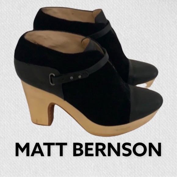 Authentic Matt Bernson designer black leather ankle boots booties Sz 11 - Picture 1 of 7